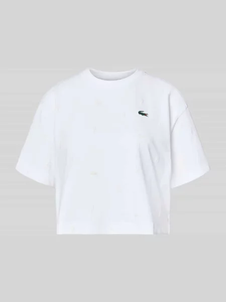 Oversized T-shirt z Mieszanka bawełny Lacoste Sport biała