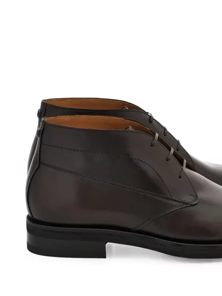 Botine Ferragamo cu șireturi din dantelă maro