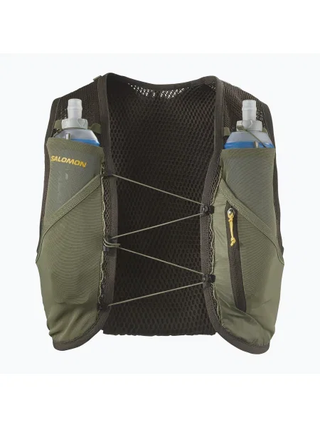 Salomon Active Skin 4 Gravel Set жилетка за бягане wren/deep lichen green/spicy mustard зелено