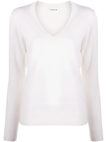 Pulover P.a.r.o.s.h. cu decolteu în V alb