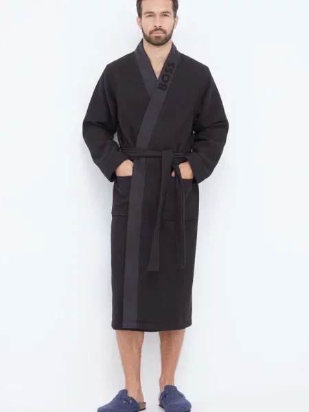 BOSS szlafrok Waffle Kimono czarny
