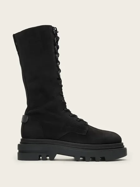 Боти от набук AllSaints Jay Boot с равна подметка черно