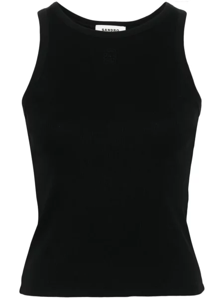 Top Sandro cu broderie negru