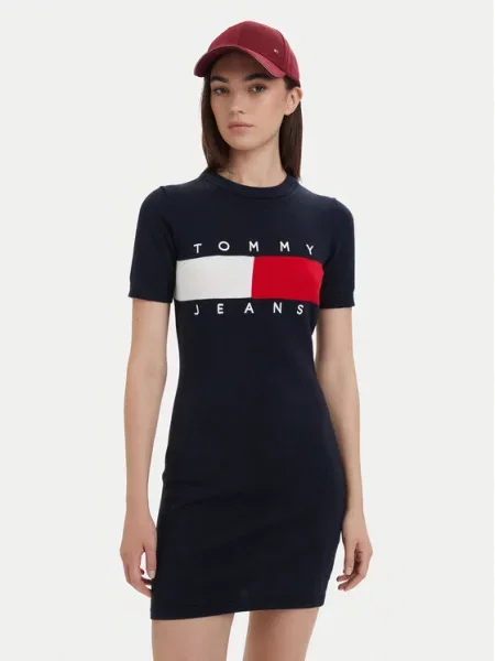Tommy Jeans sukienka sweterkowa granatowa