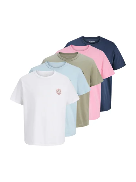 JACK & JONES Tričko JJALLIANCE světlemodrá / olivová / růžová bílá