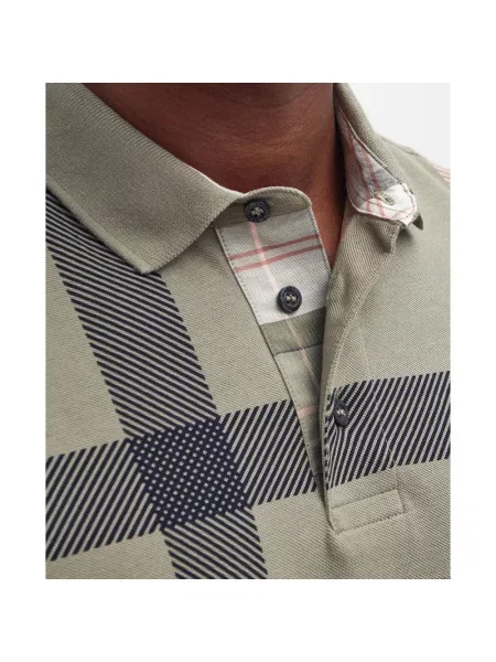 Koszulka polo Barbour w kratę zielona