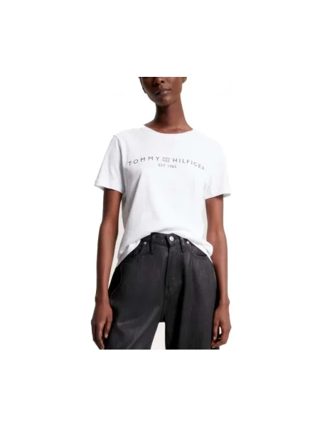 Tricou Tommy Hilfiger cu autograf alb