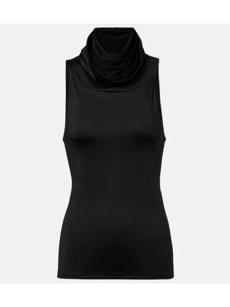 Top Victoria Beckham din jerseu drapat negru