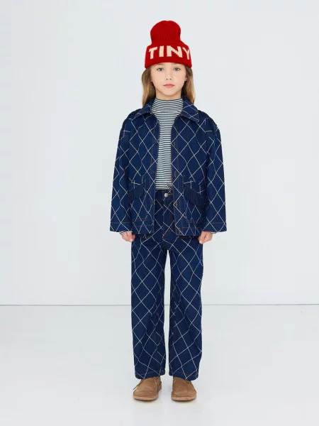 Tinycottons джинси straight дитячі DIAMOND PATTERN FRINGE DENIM PANT