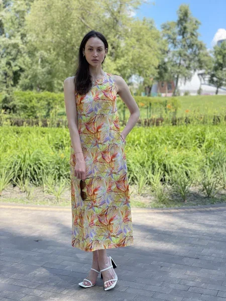 CAT ORANGE Сукня максі Принт помаранчева