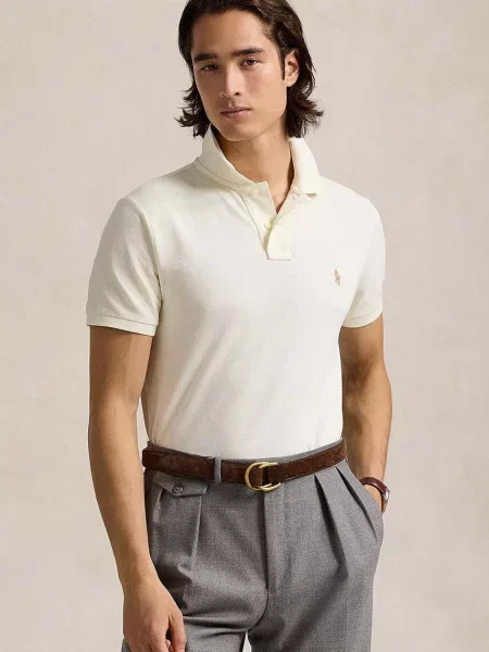 Tricou polo Polo Ralph Lauren plasă bej