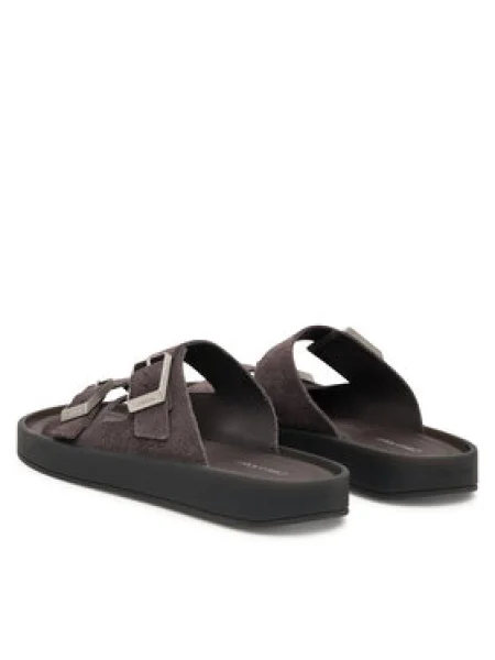 Papucs Calvin Klein Ergon Double Bar Sandal Su barna