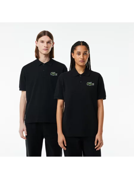 Lacoste Oryginalna Koszulka Polo Loose Fit Z Krokodylem Z Lat czarna