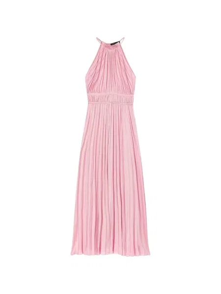 Rochie Maje plisată cu gât halter de costum roz