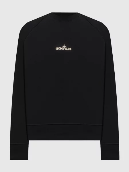 Світшот з принтом логотипа Stone Island чорний