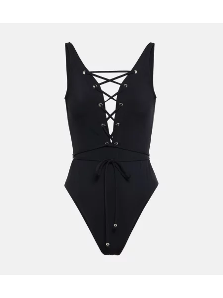 Costum de baie Alaã¯a cu șireturi din dantelă negru