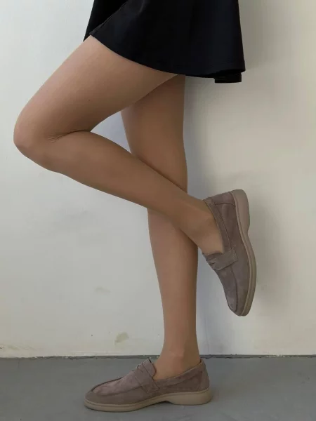 Замшевые лоферы 105.store бежевые