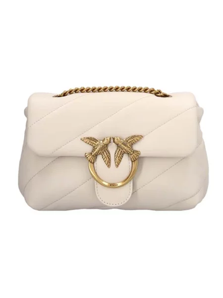 Mała mały torebka skórzana Pinko skórzana biała