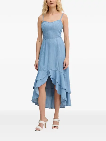 Rochie midi Guess cu volane albastru