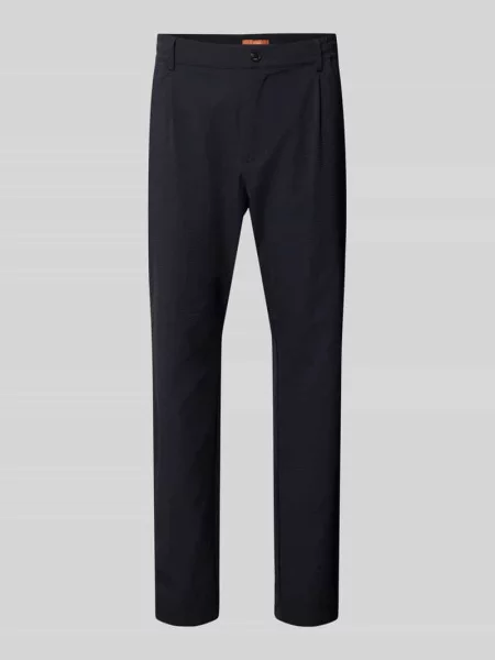 Spodnie materiałowe o kroju slim fit z fakturowanym wzorem Cruna granatowe