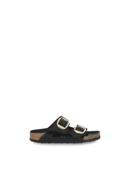 Birkenstock klapki skórzane Arizona Big Buckle czarne