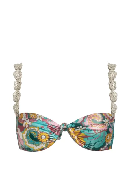 Top Del Maar cu model floral cu imagine albastru