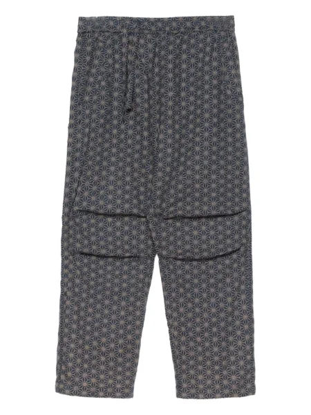 Pantaloni Maharishi cu imprimeu geometric albastru