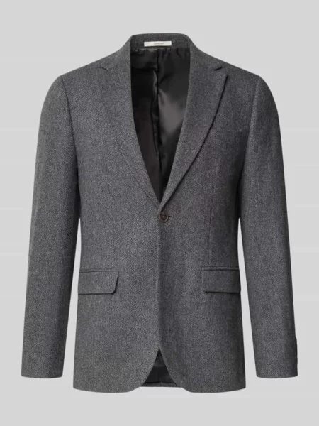 Marynarka o kroju slim fit z z patką z wełna Selected