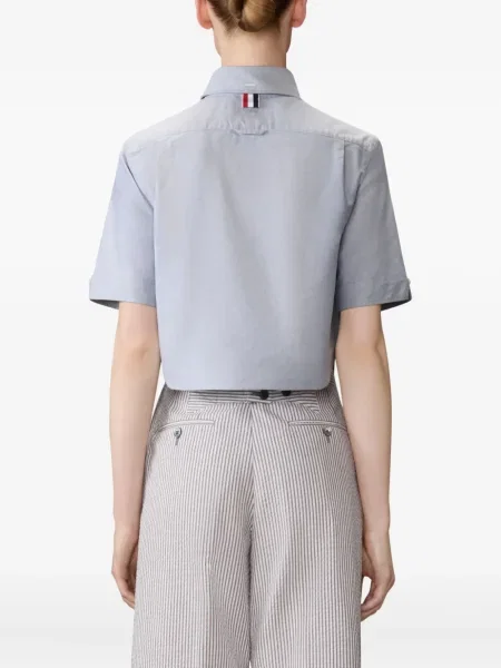 Cămașă Thom Browne din țesătură twill scurtă albastru