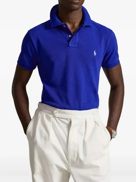 Tricou polo Polo Ralph Lauren cu autograf albastru