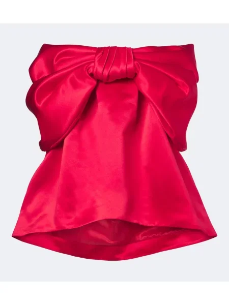 Top Simone Rocha cu funde din satin roșu