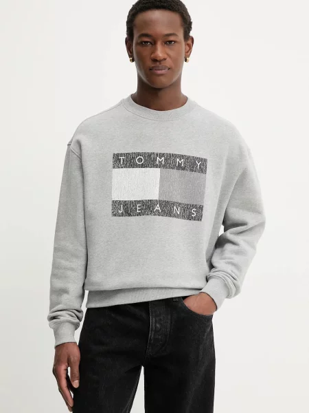 Bombažen pulover Tommy Jeans siva
