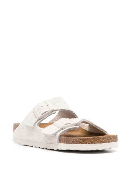 Sandale Birkenstock din piele de căprioară alb
