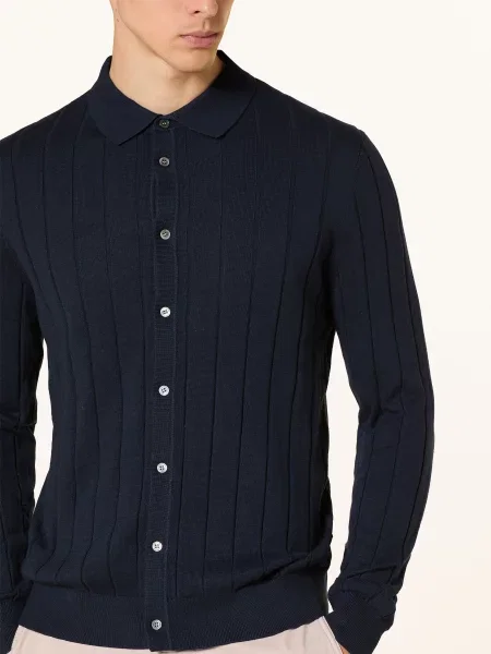 Windsor. Pletená Košile Cashmilo Slim Fit tmavě modrá