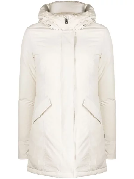 Palton Woolrich cu pene cu glugă alb