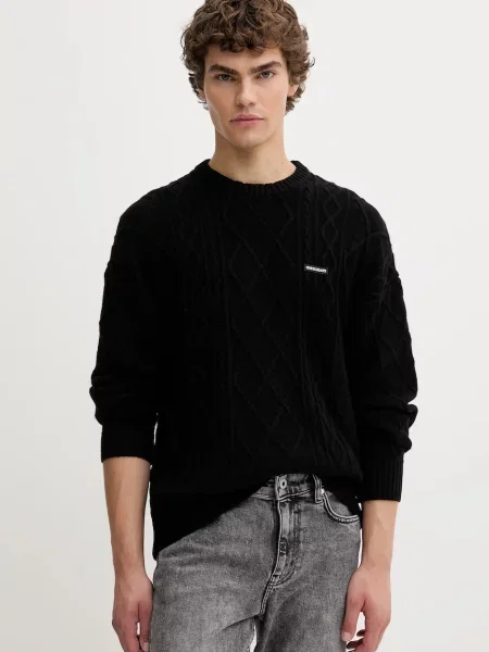 Pulover z dodatkom volne Guess Jeans črna