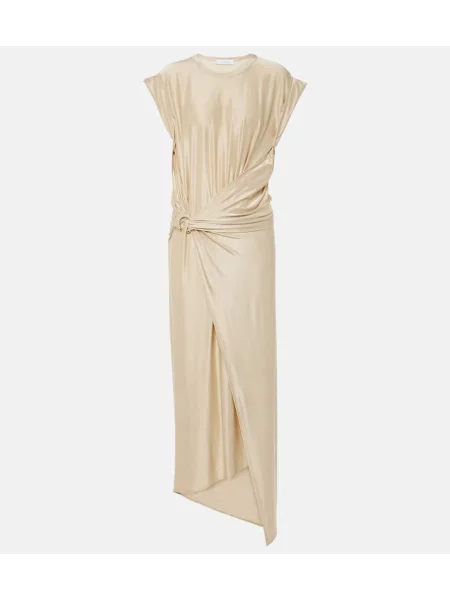 Asimetrična midi obleka Rabanne z draperijo