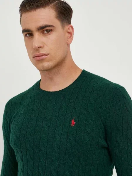 Вълнен пуловер Polo Ralph Lauren мъжки зелено