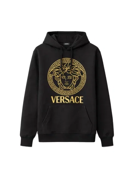Bluza z kapturem Versace z kapturem z logo czarna
