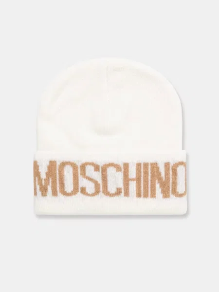 Moschino čiapka dámska s prímesou vlny béžová