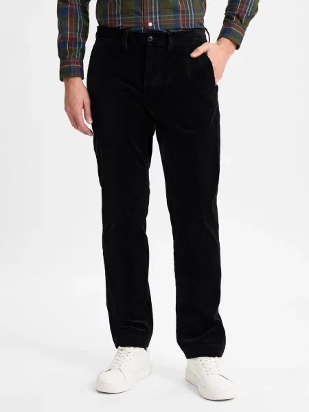 Spodnie sztruksowe o kroju straight fit z mieszanki bawełny Polo Ralph Lauren czarne