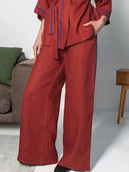 Брюки с высокой посадкой коричневі