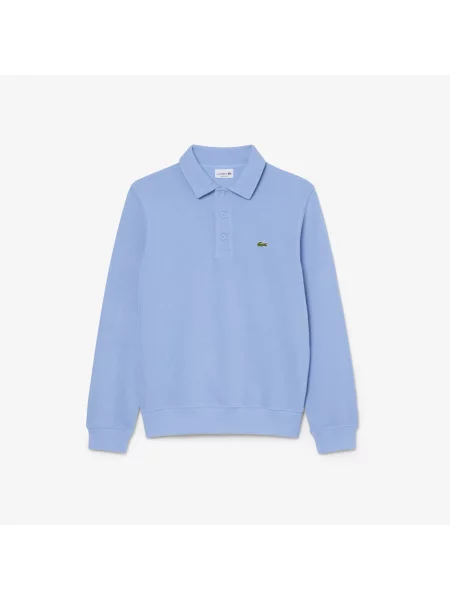 Lacoste Bluza Z Prążkowanej Bawełny Z Kołnierzykiem Polo niebieski