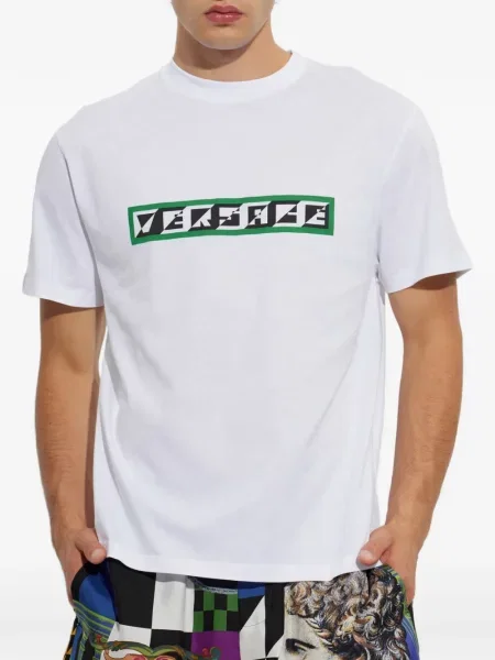 Tricou Versace cu imagine din jerseu alb