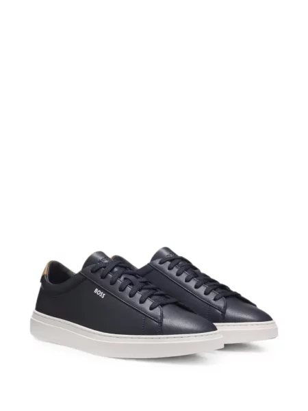 Sneakerși Boss din piele cu dungi albastru