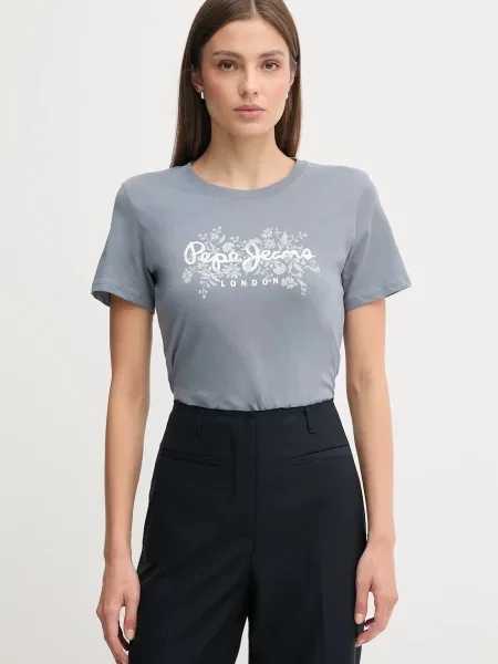 Тениска Pepe Jeans дамска синьо