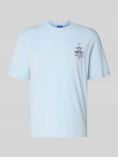 T-shirt o kroju regular fit z czystej bawełny model NUCAVO' Hugo Blue niebieska