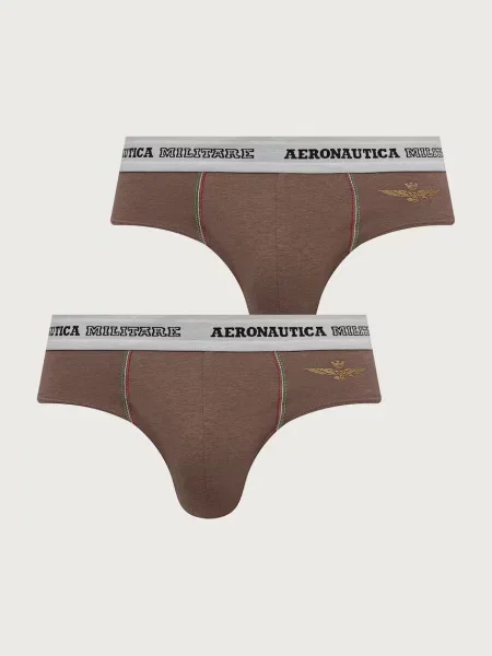 Aeronautica Militare slipy pánske s elastanom hnedá