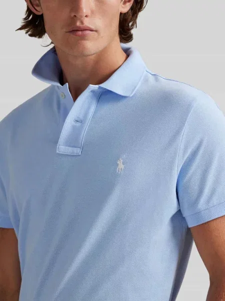 Koszulka polo o kroju slim fit z czystej bawełny Polo Ralph Lauren niebieska