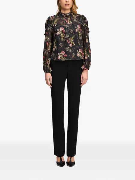 Top Cinq A Sept cu model floral cu imagine negru